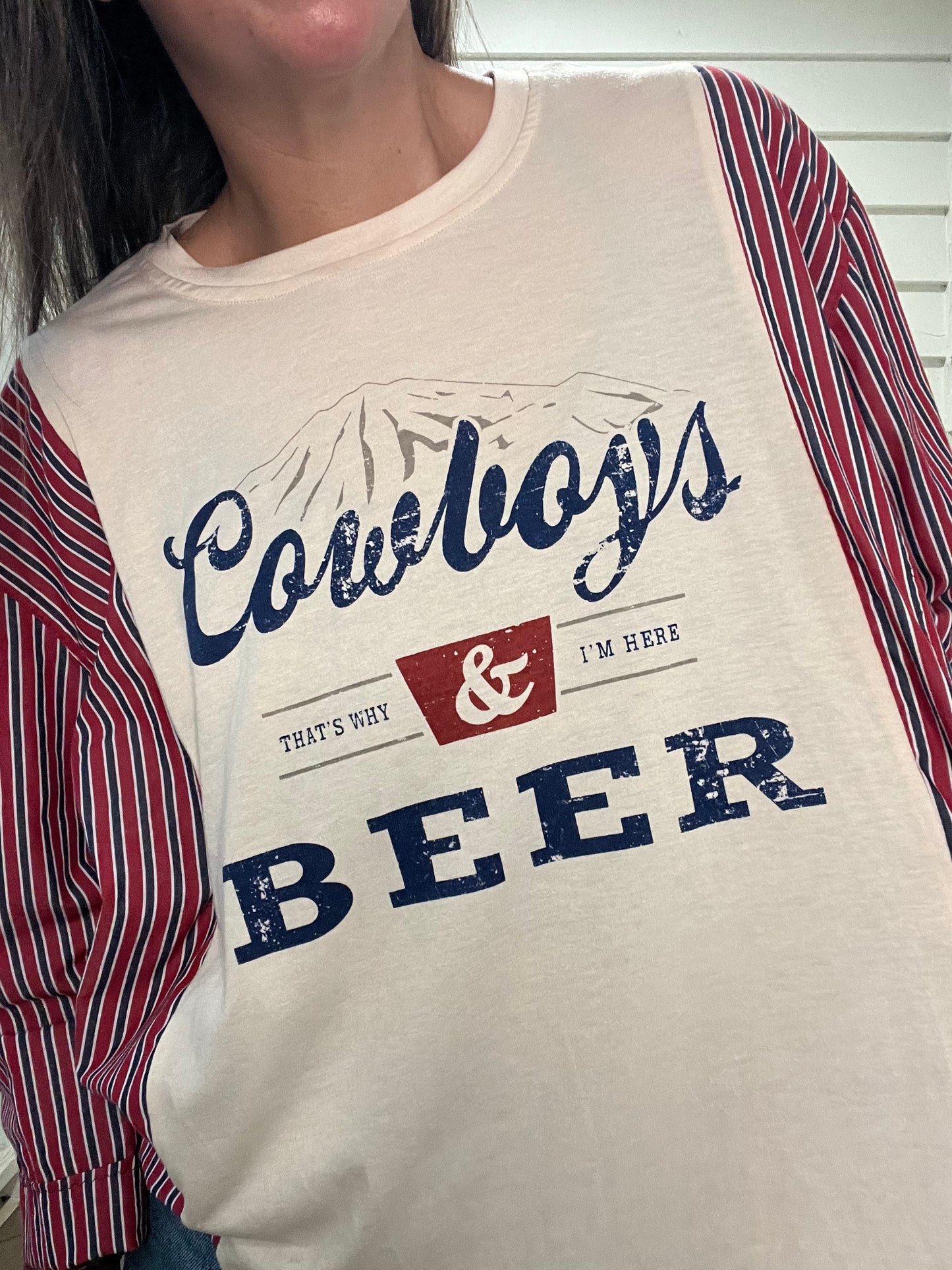 Cowboys and Beer Long Sleeve Reworked Shirt - Luna Leigh Collective
