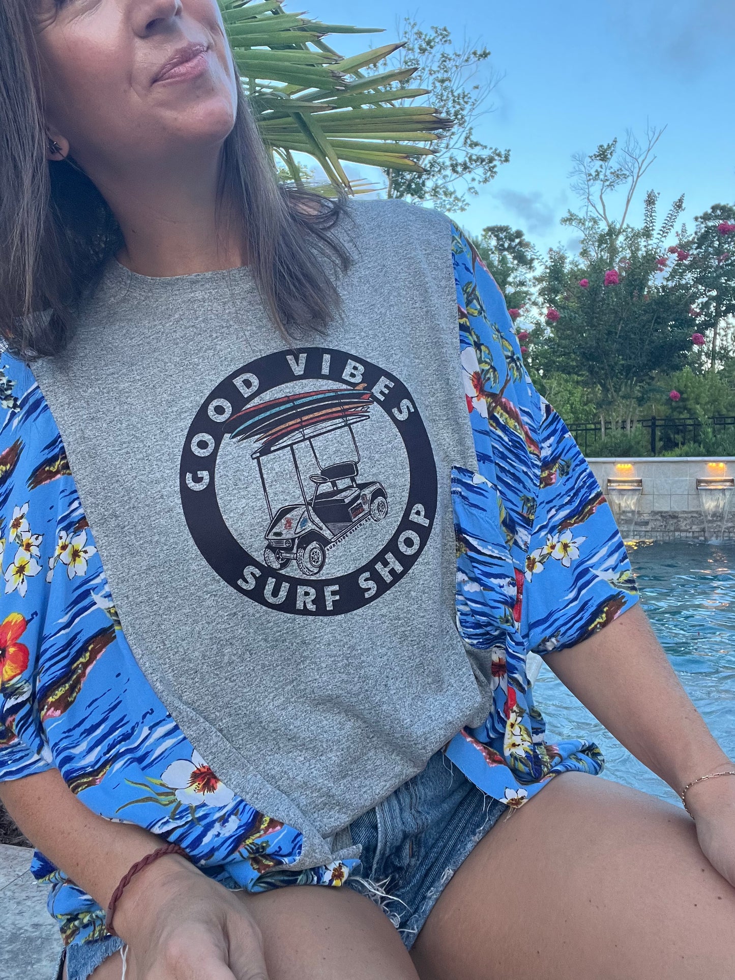 Good Vibes Surf Shop Reworked Hawaiian Shirt - Luna Leigh Collective