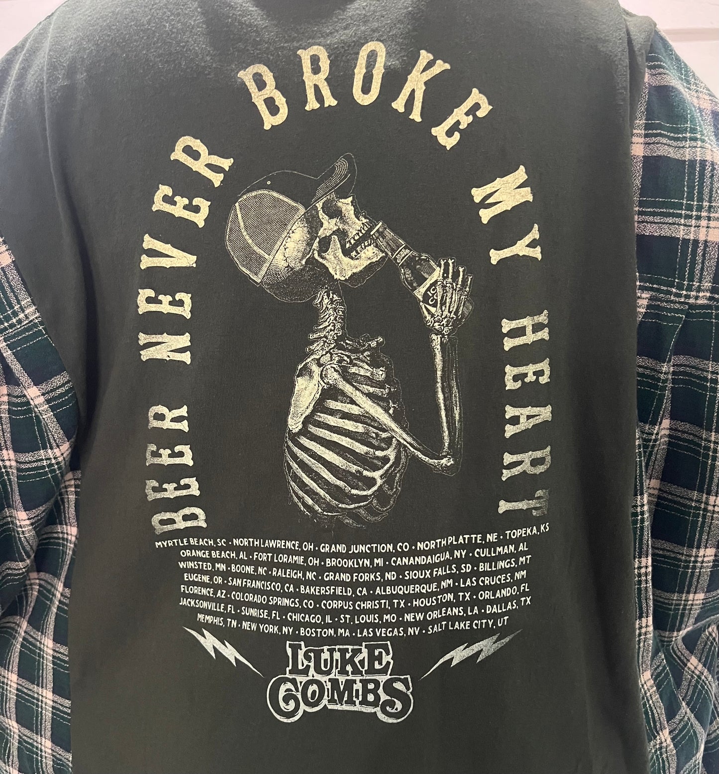 Luke Combs “Beer Never Broke My Heart” x Ralph Lauren Reworked Flannel - Luna Leigh Collective