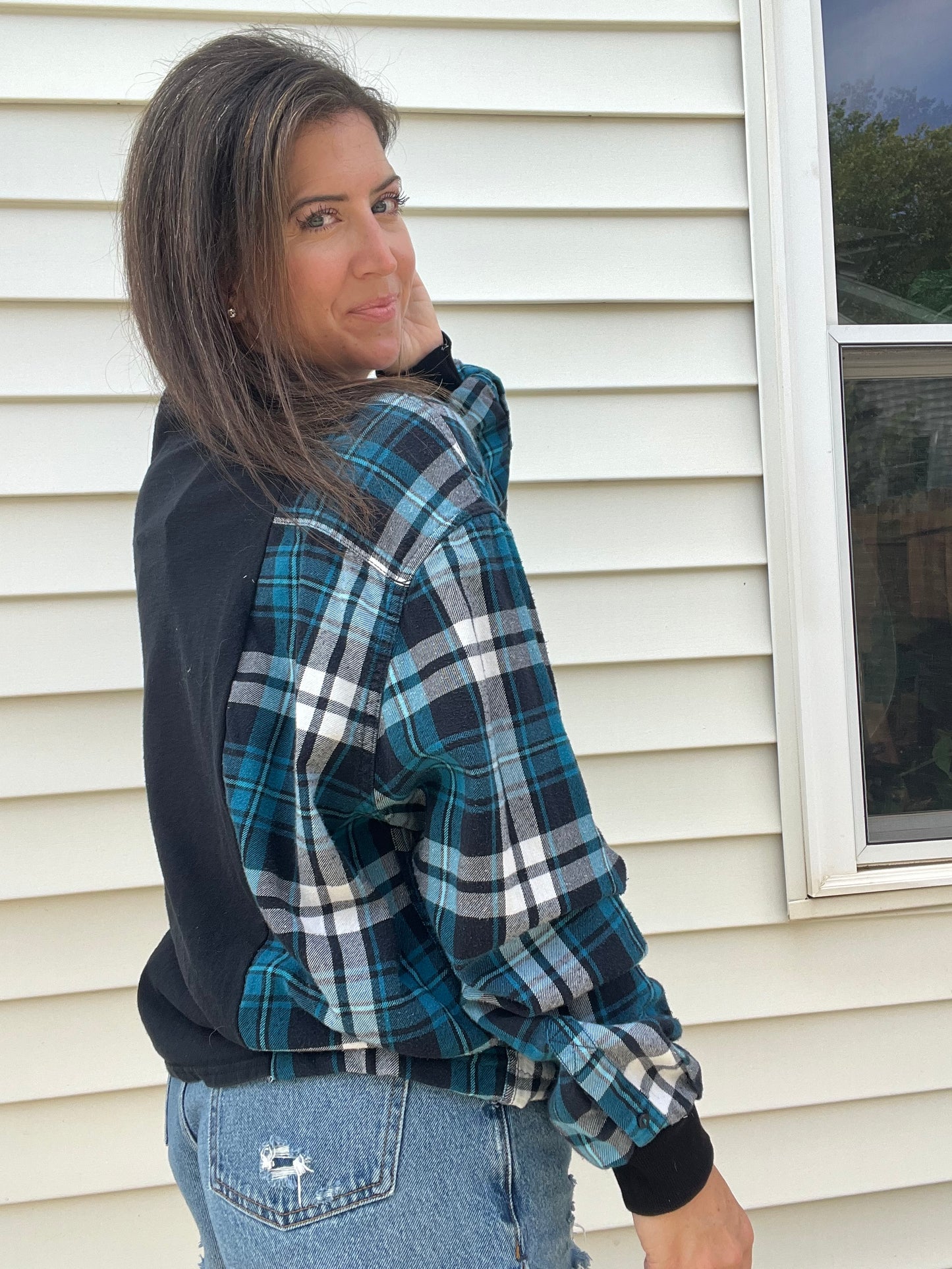 Carolina Panthers Long Sleeve Flannel Rework - Luna Leigh Collective