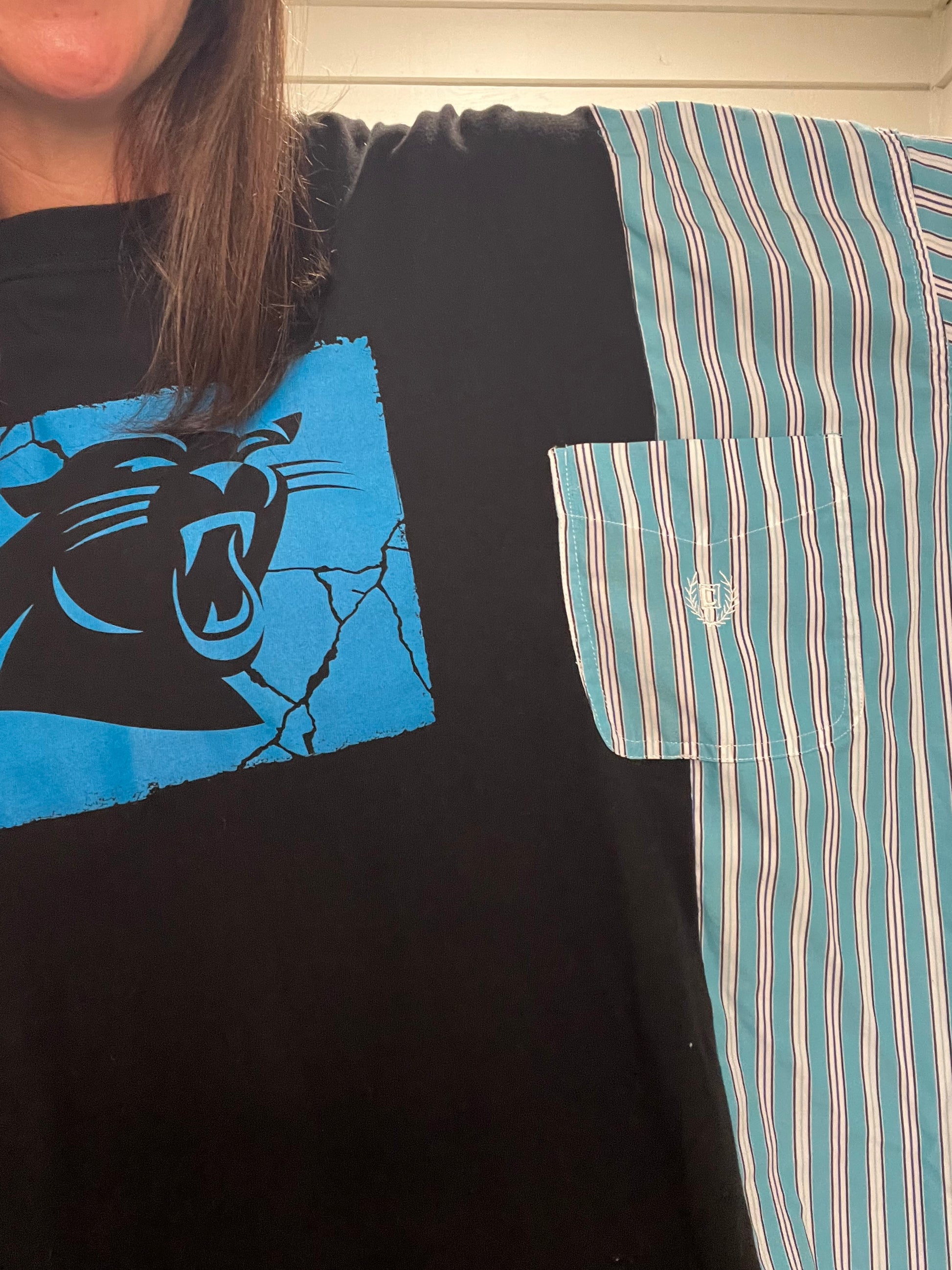 Carolina Panthers Long Sleeve Reworked Shirt - Luna Leigh Collective