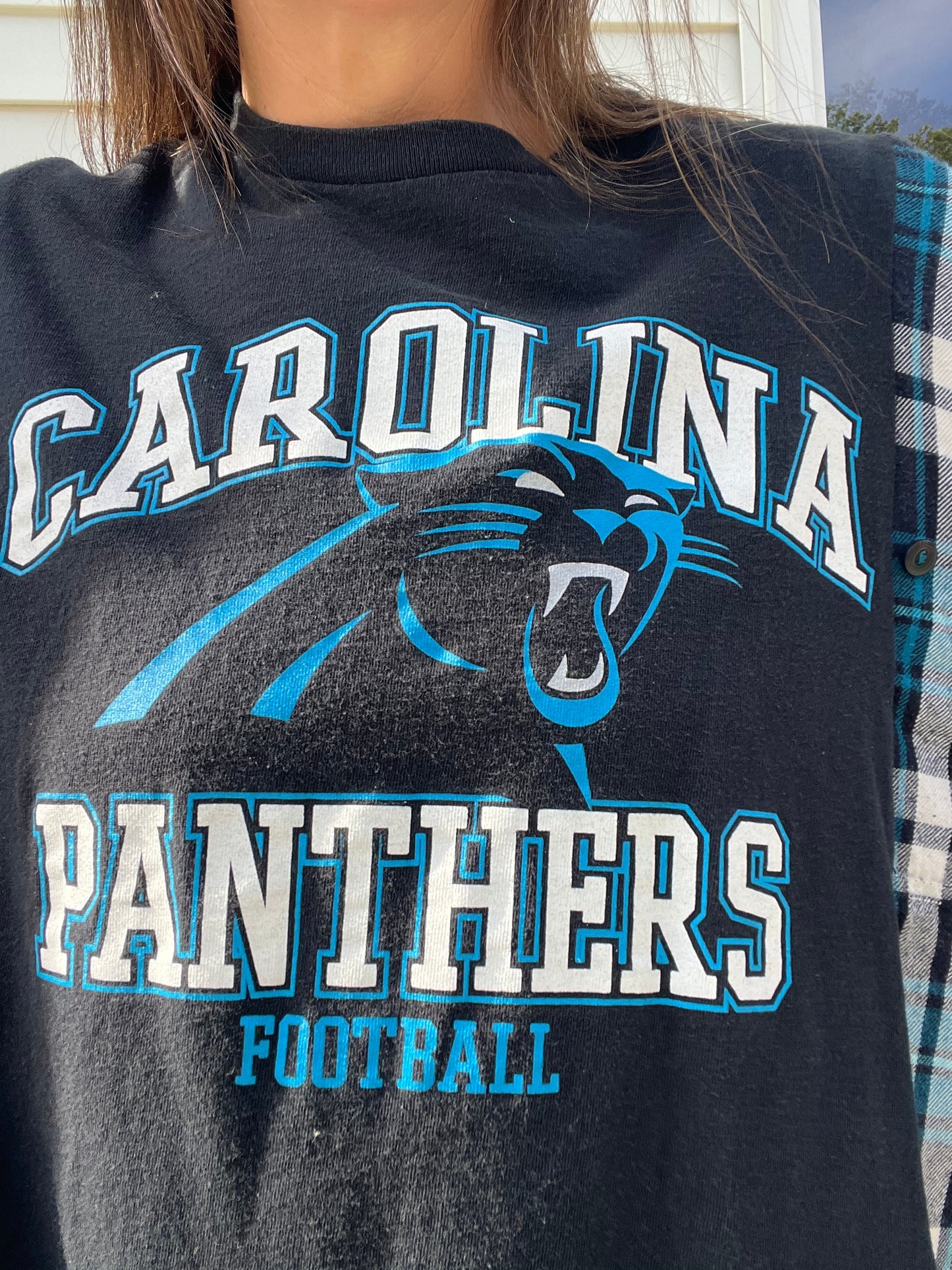 Carolina Panthers Long Sleeve Flannel Rework - Luna Leigh Collective