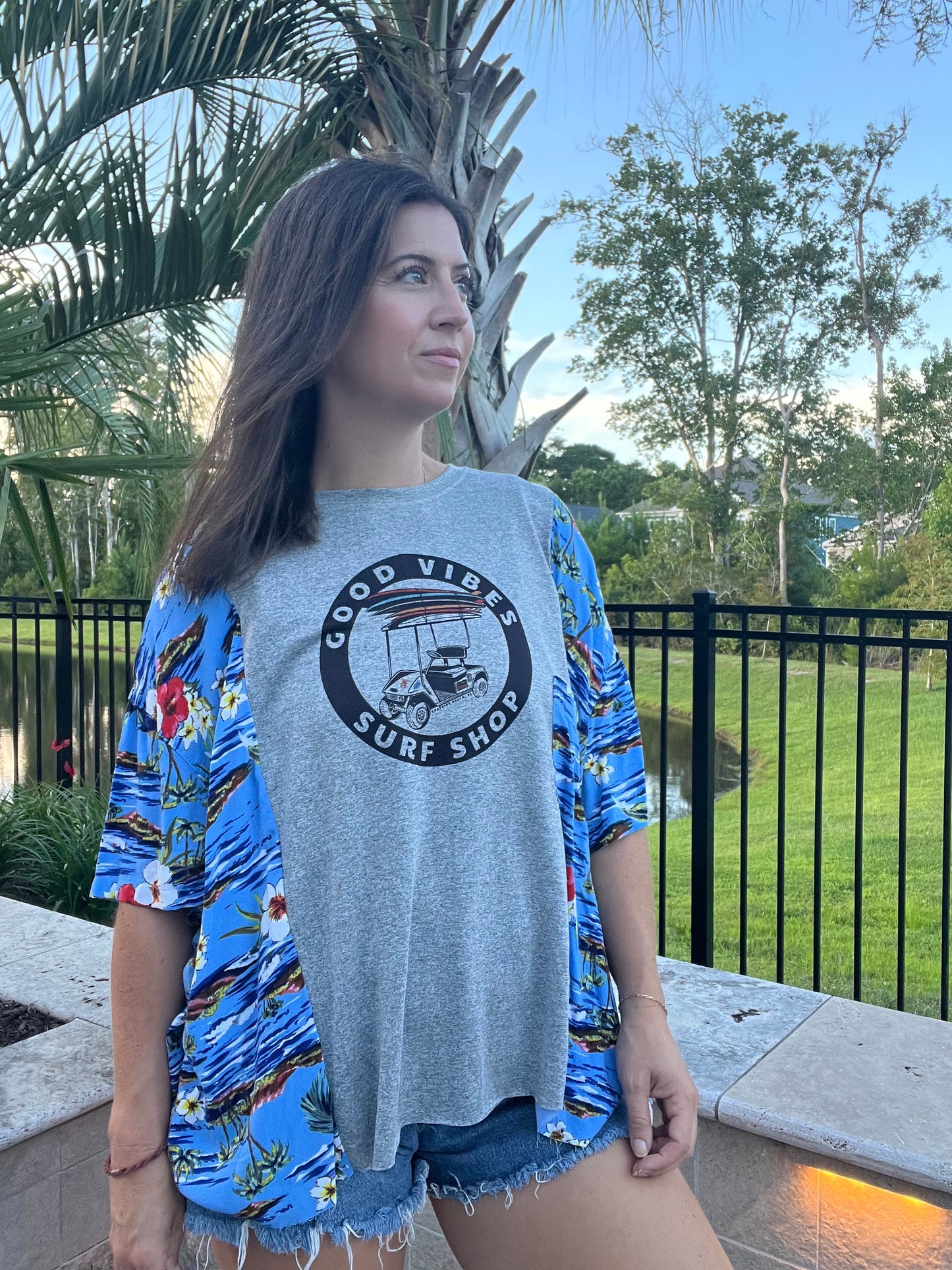 Good Vibes Surf Shop Reworked Hawaiian Shirt - Luna Leigh Collective