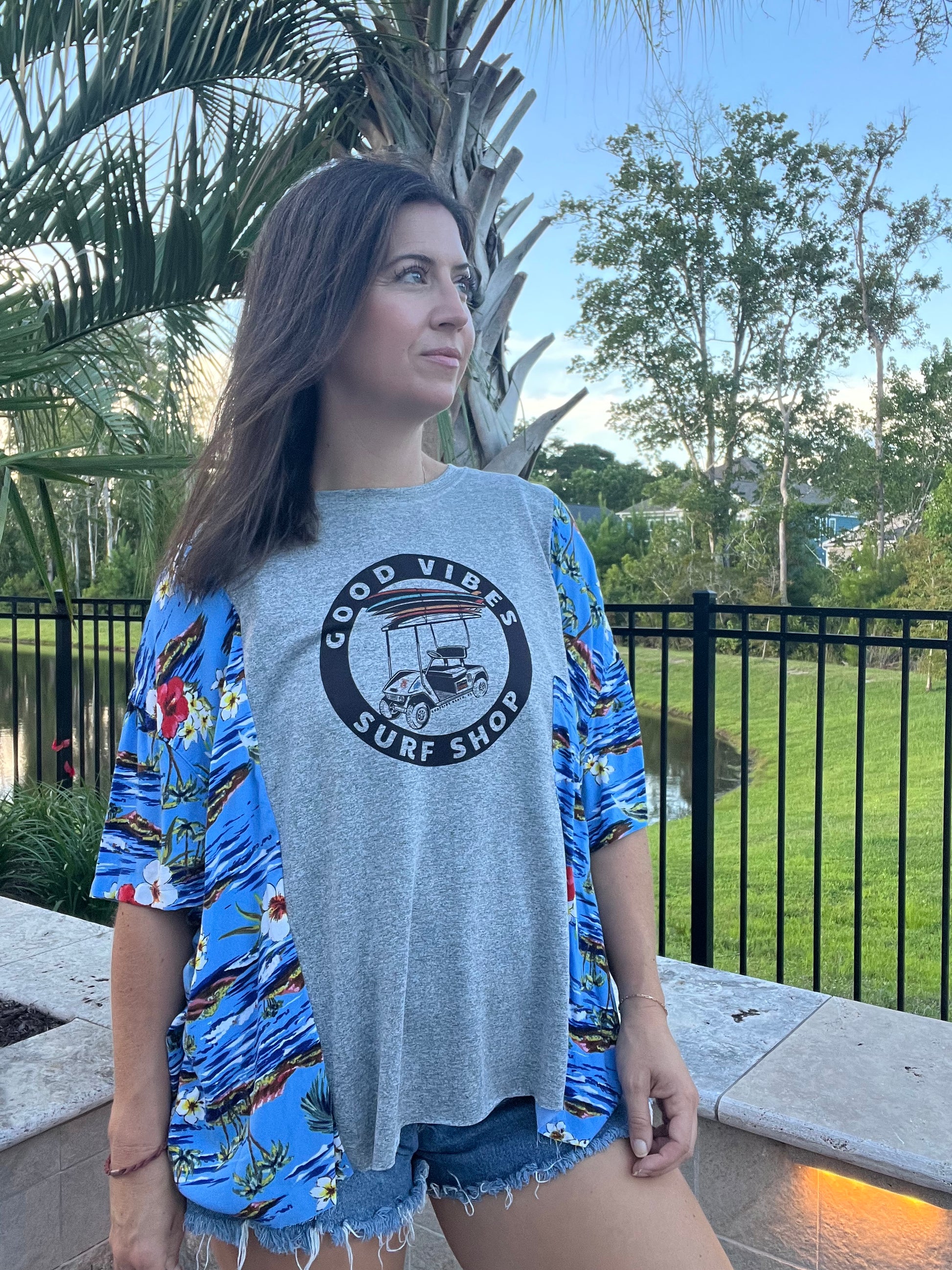 Good Vibes Surf Shop Reworked Hawaiian Shirt - Luna Leigh Collective