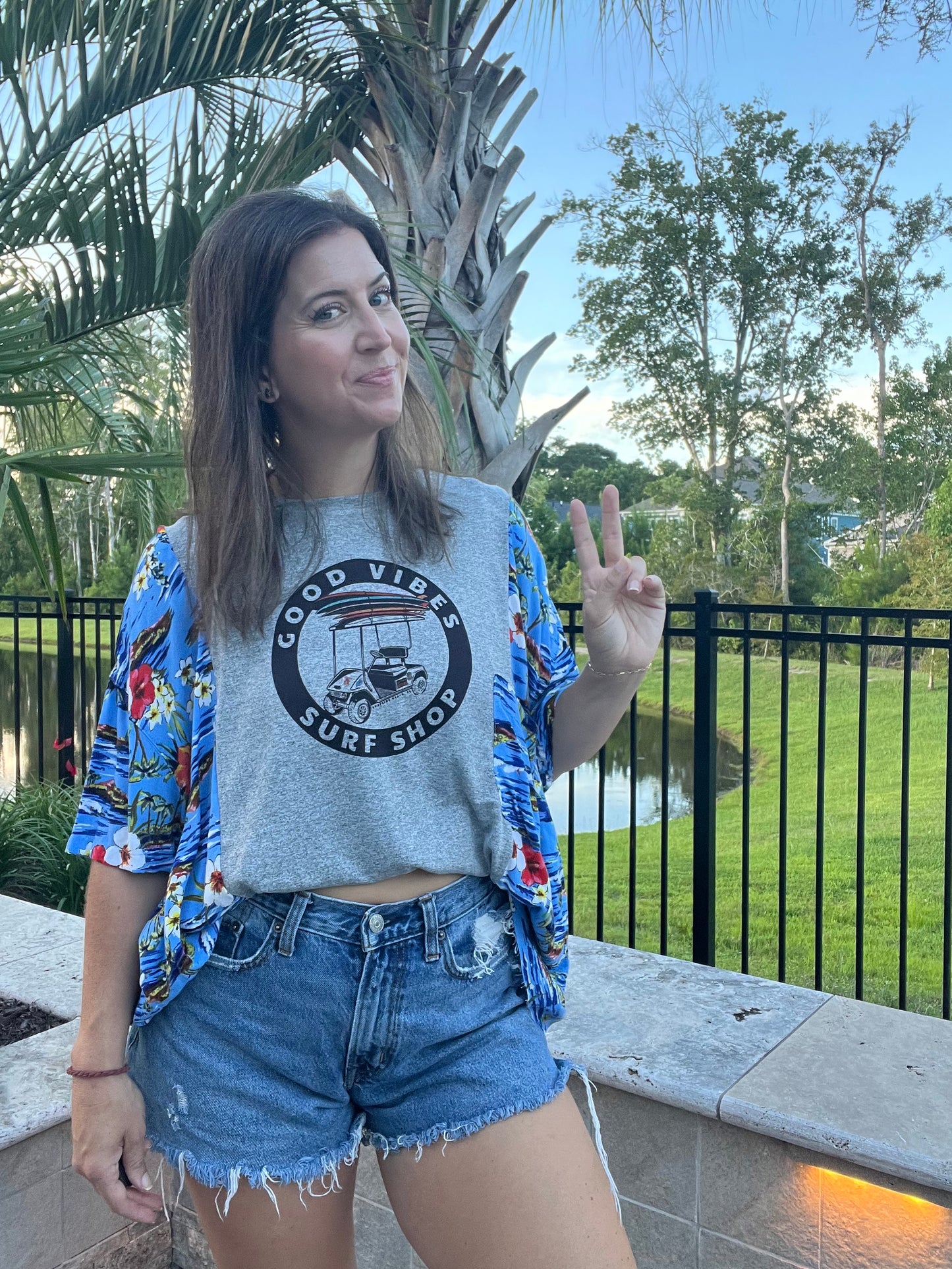 Good Vibes Surf Shop Reworked Hawaiian Shirt - Luna Leigh Collective