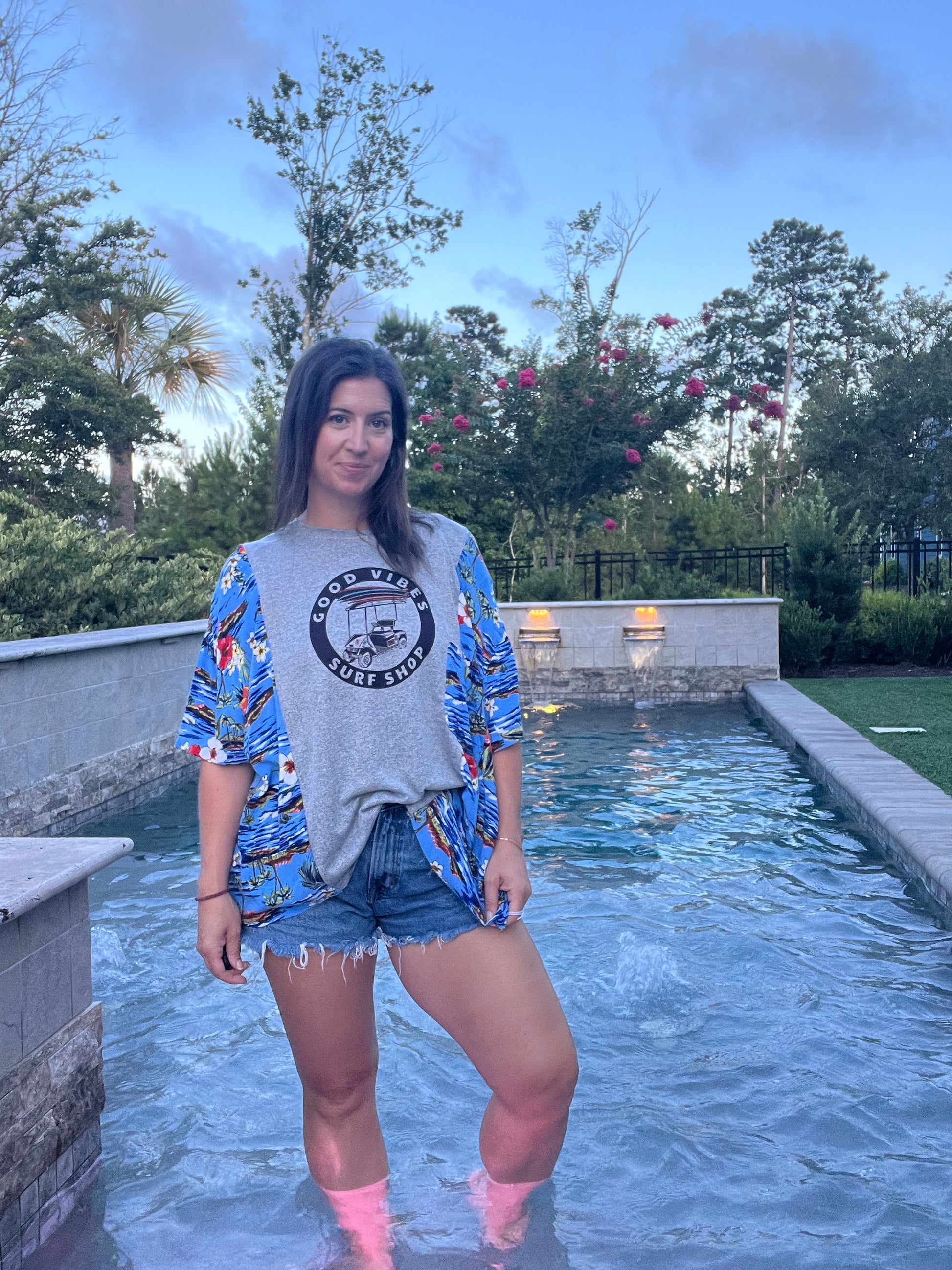 Good Vibes Surf Shop Reworked Hawaiian Shirt - Luna Leigh Collective