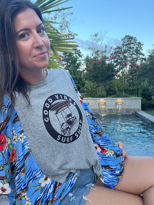 Good Vibes Surf Shop Reworked Hawaiian Shirt - Luna Leigh Collective