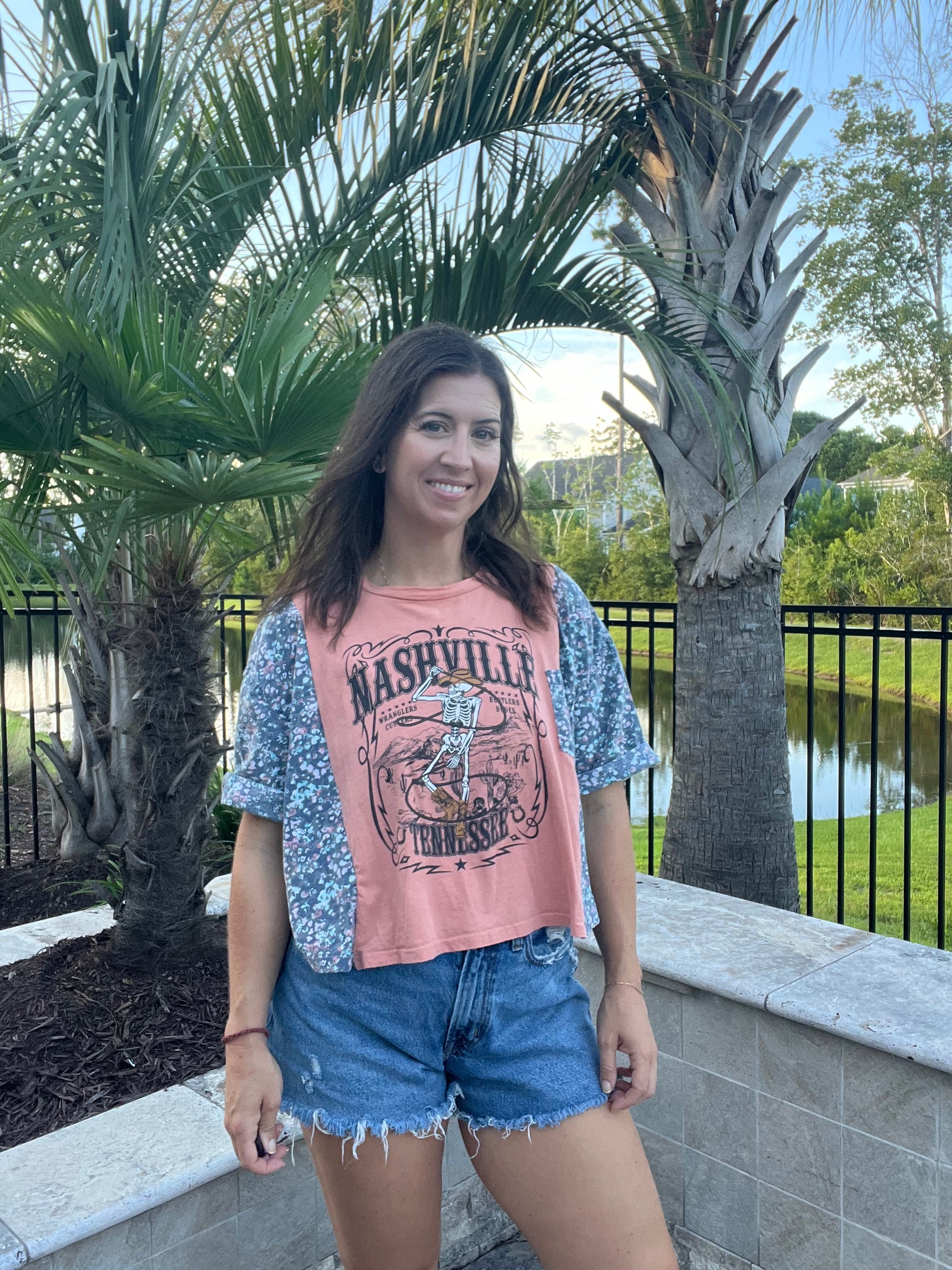 Nashville Skeleton Cowgirl Reworked Cropped Short Sleeve - Luna Leigh Collective