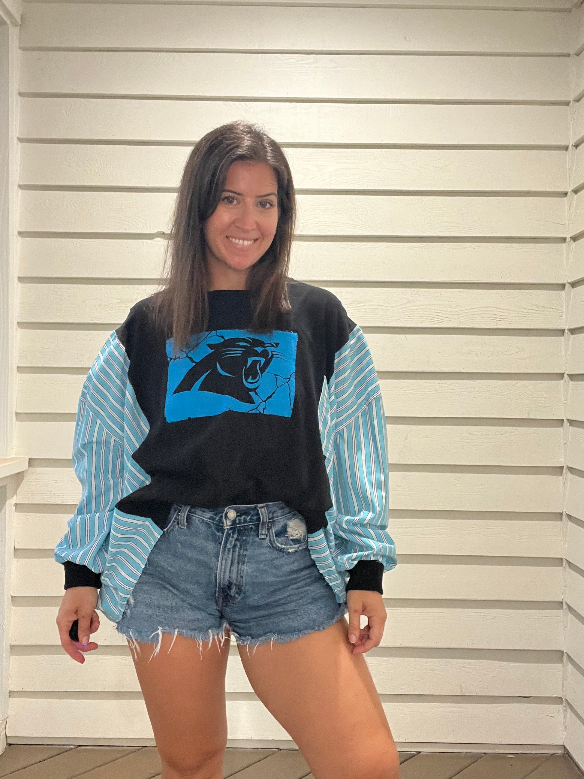 Carolina Panthers Long Sleeve Reworked Shirt - Luna Leigh Collective