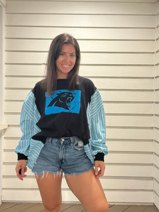 Carolina Panthers Long Sleeve Reworked Shirt - Luna Leigh Collective