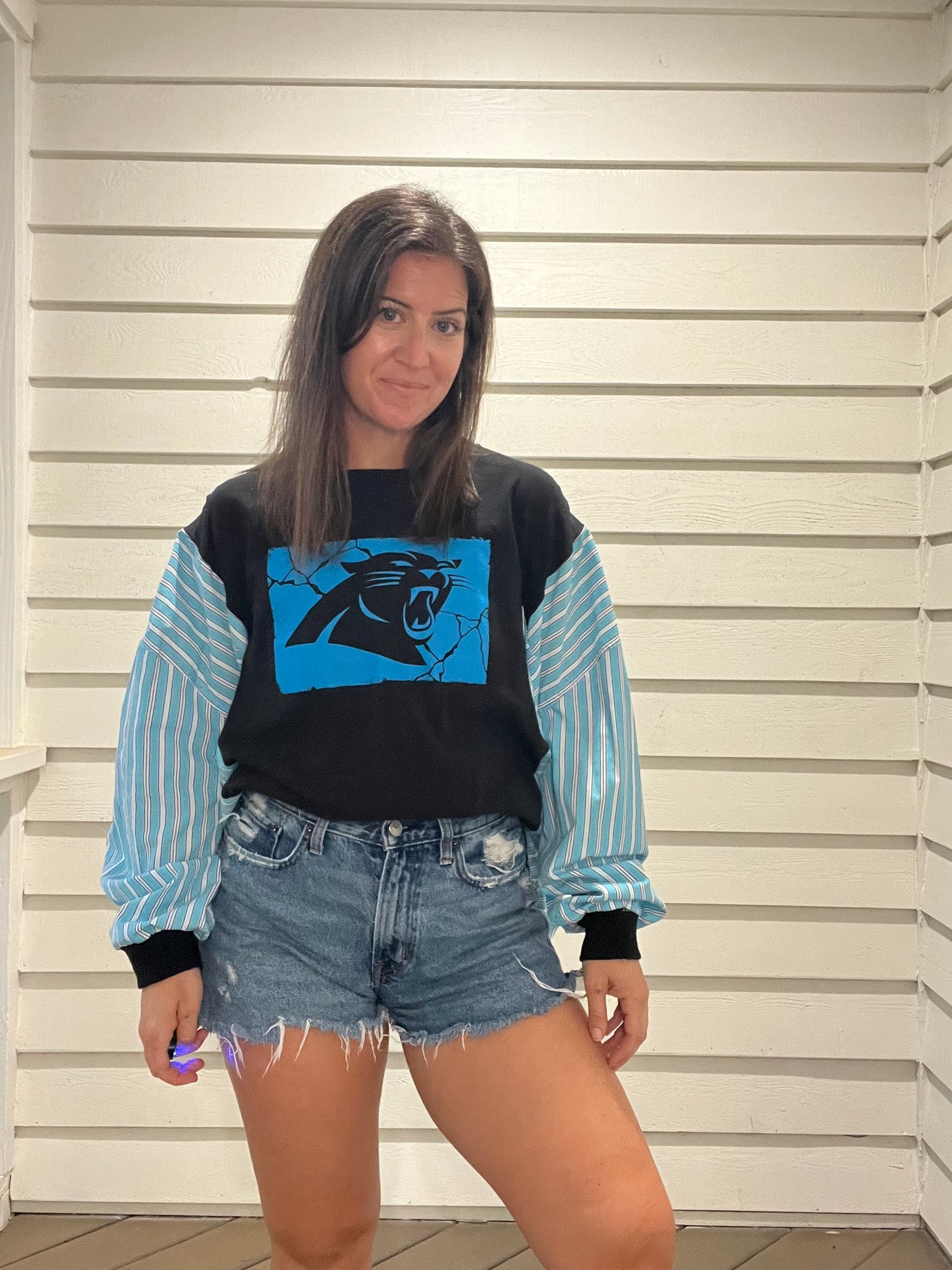 Carolina Panthers Long Sleeve Reworked Shirt - Luna Leigh Collective