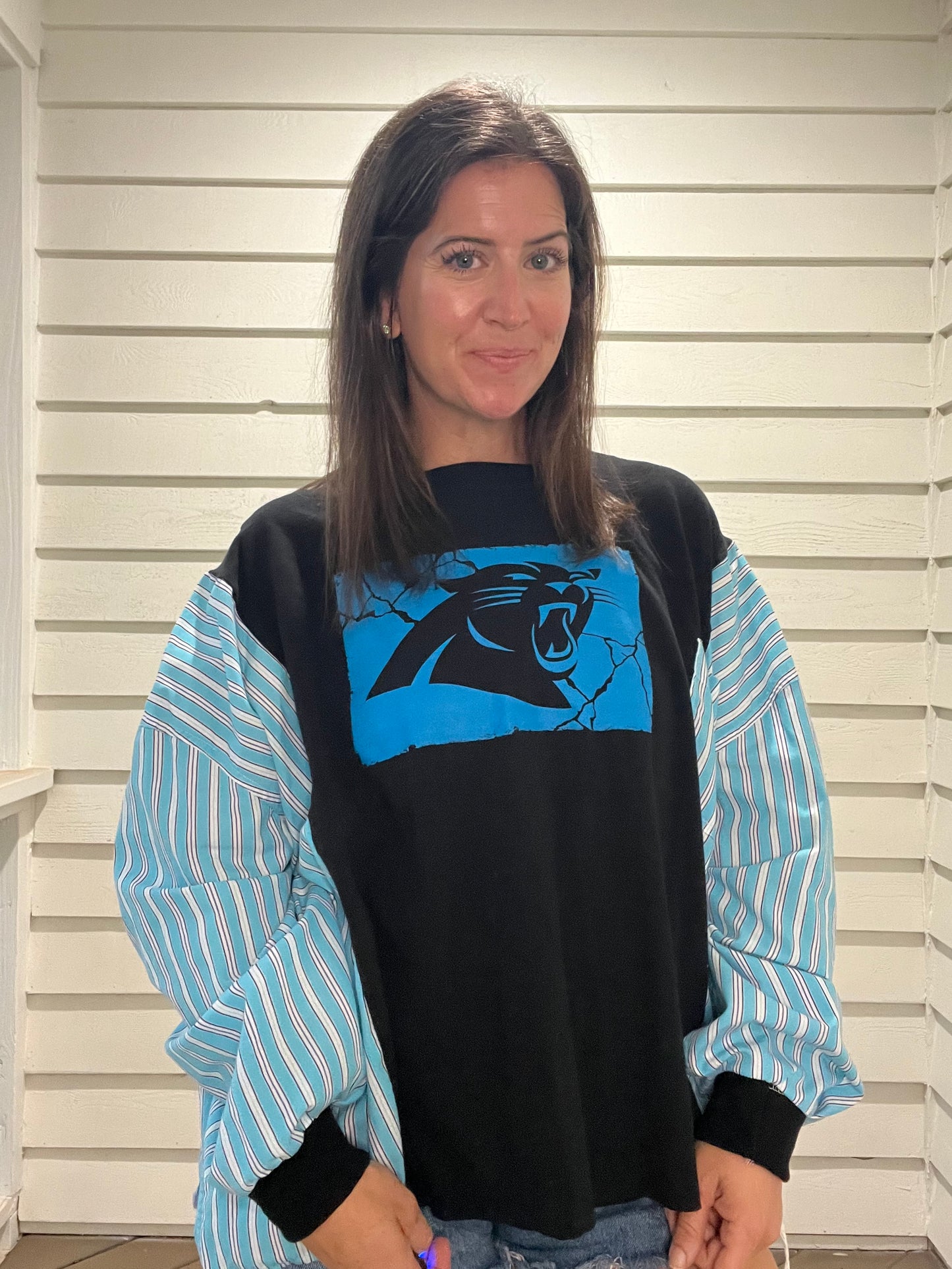 Carolina Panthers Long Sleeve Reworked Shirt - Luna Leigh Collective