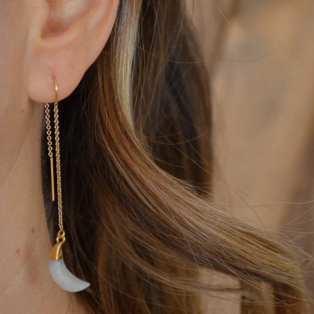 Crescent Moon Threader Earrings - Luna Leigh Collective